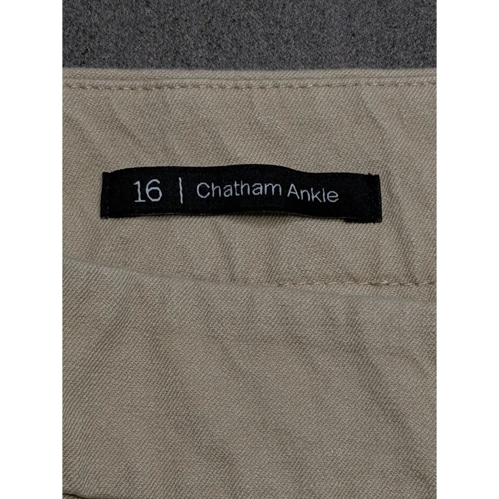 Talbots Chatham Ankle Pants Womens‎ 16 Beige Khaki Side Zip Straight Leg Stretch